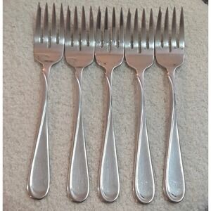 Set of 5 Flight Reliance Oneida Stainless Glossy 7 Inch Salad Forks Silverware